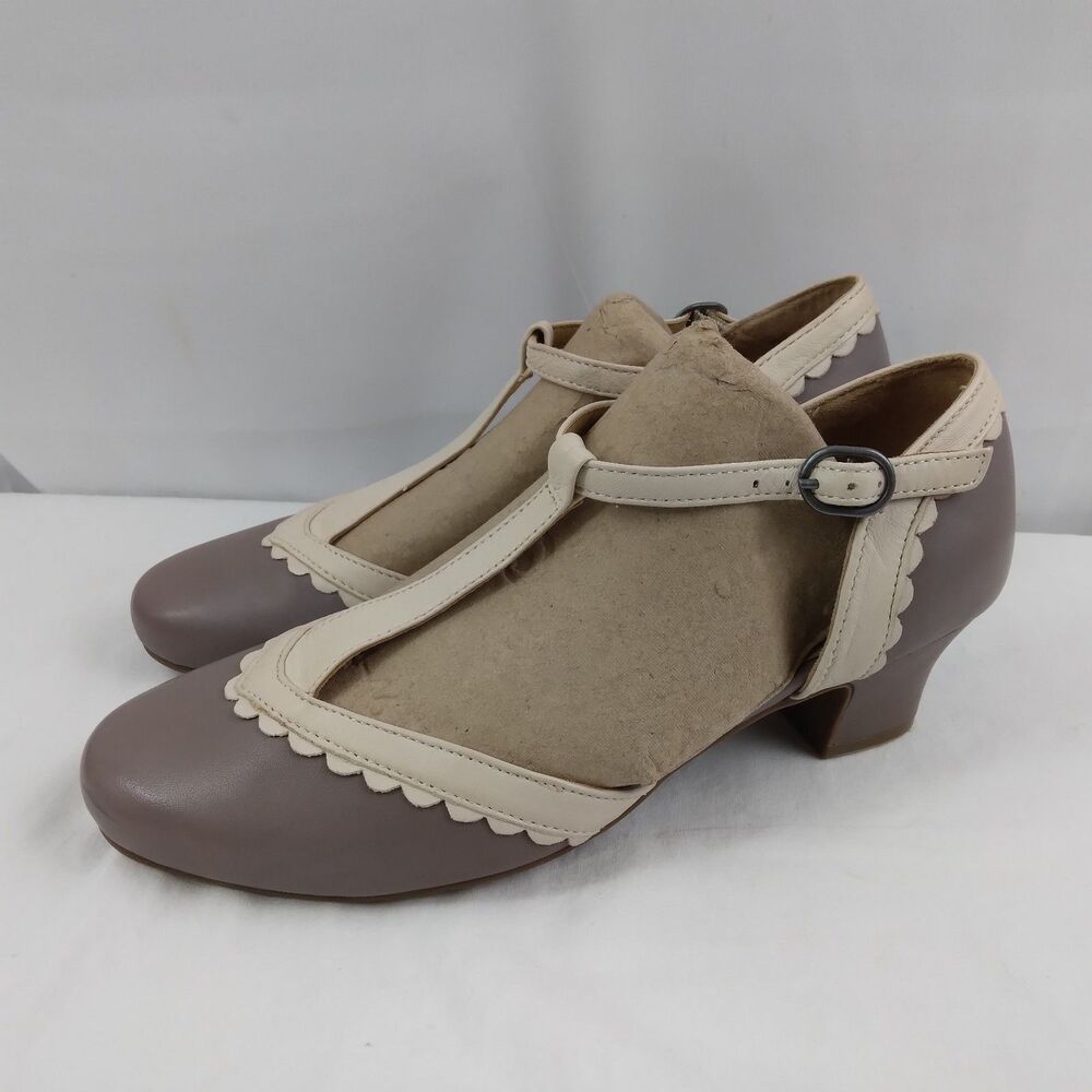 Hotter Women's 'Vivienne' Taupe T-Strap with French Heel Shoes Size UK 4 US 6 - Picture 5 of 13